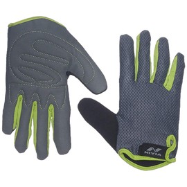 Nivia Cross Training Full Finger Gym Gloves (Grey/Green, Size - Large) for Men | Material - Leather | Perfect for Weight Lifting | Training Gym Workout | Pull-ups | Strong Grip Gym Gloves