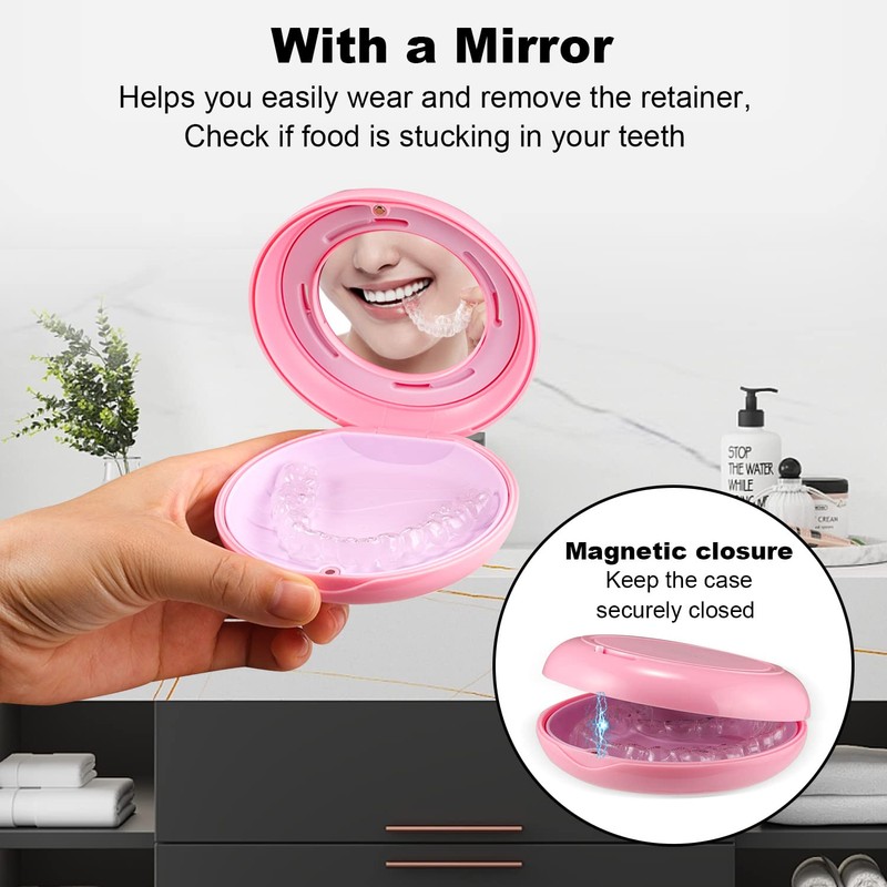 Retainer Case, Slim Aligner Case with Adjustable Vent Holes and