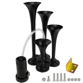Trumpet Horns Kit,4 Trumpet Horn Kit, 12V 185dB Super Loud Air Horn with Compressor for Trucks, Cars, Pickups, Boats, Lorries & Vehicles – Heavy-Duty Four Trumpet Train Horn Blast