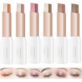 Sombra de ojos con gradiente de brillo en barra de dos tonos, sombra de ojos en barra con degradado de brillo de dos tonos Barra de sombra de ojos de dos colores Barra de sombra de ojos con brillo impermeable Lápiz de sombra de ojos para mujeres Maquillaj