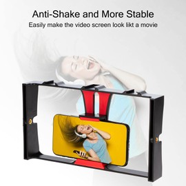 Smartphone Video rig, 1/4 inch Screw, Handheld Cell Phone stabilizer, Phone Video Camera cage, Support Microphone and LED Video Light, for Live Streaming vlog(red)