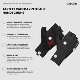 GripGrab Unisex - Adult Aero TT Aerodynamic Professional Cycling Race Gloves, Black, L
