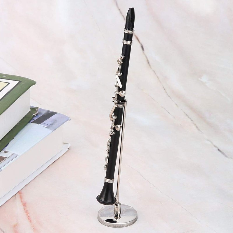 Lazmin Black Miniature Clarinet Model Mini Musical Instrument With Stand