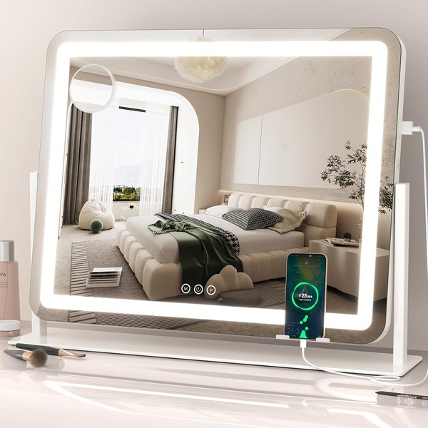 Vanity Mirror with Lights 24.5"X20" Large Makeup Mirror with Lights
