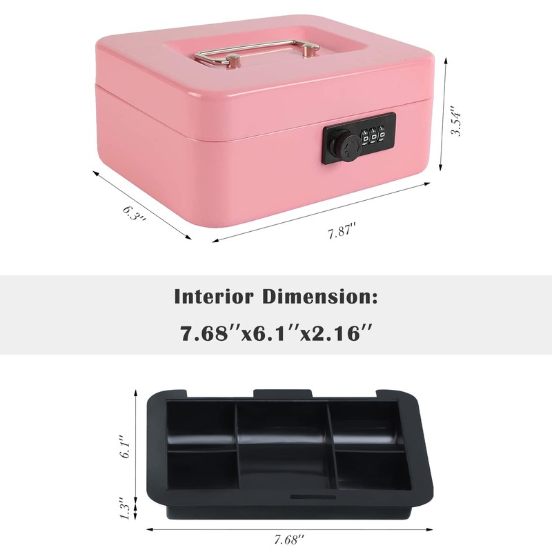 xydled Steel Cash Box Safe with Combination Lock,Money Safe Box
