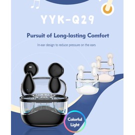 in-Ear Bluetooth Earbuds | Zero Latency | ENC Noise Cancellation | Single/Dual Mode | Transparent Charging Case | Waterproof & Dustproof | Ideal for Commute, Work & Sports | Comfortable Fit（Black）