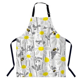 BGBDEIA Bees and Chamomile Kitchen Apron for Women Men, Adjustable Apron Chef Bakers Apron Cooking Apron Cooking Baking Gardening