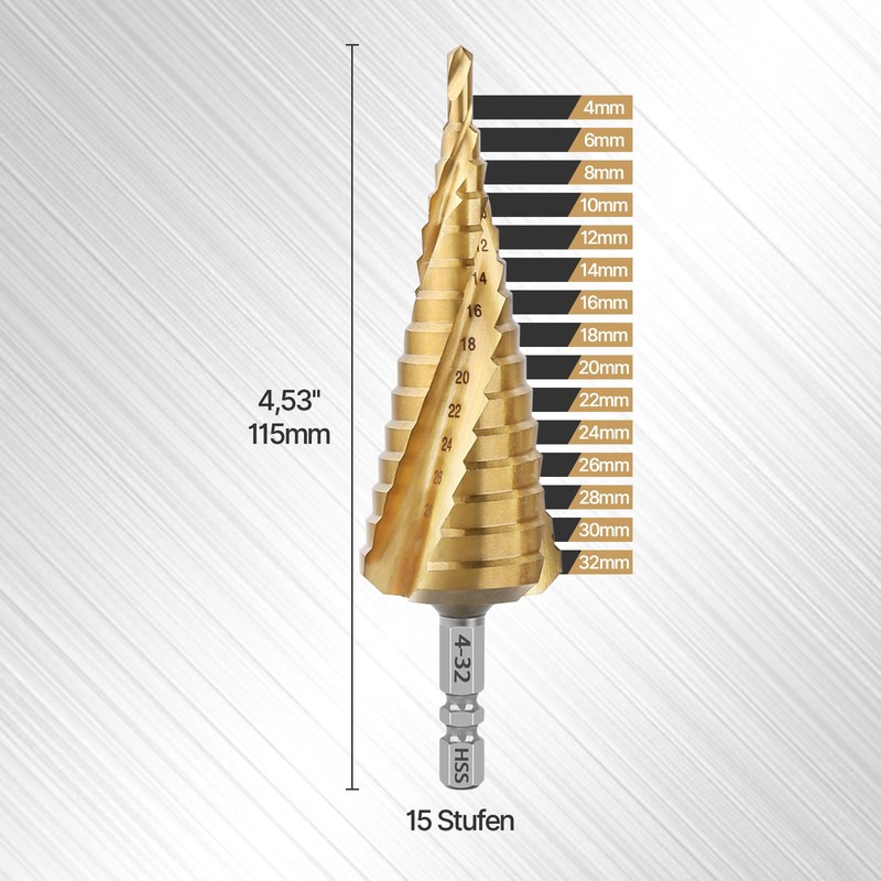 Vearter Step drill 4241 4-32 mm HSS cobalt step drill