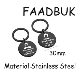 FAADBK Step Brothe Inspired Gift Best Friends Keychain You Have to Call me Nighthawk/Dragon, Black, Small
