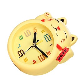 Wakauto Kids Silent Alarm Clock No Ticking Alarm Clock Battery Computed Cartoon Clock Desktop Clocks Without Battery (Lucky Cat), 8.6 * 3.5cm, 26IH311E17PMD