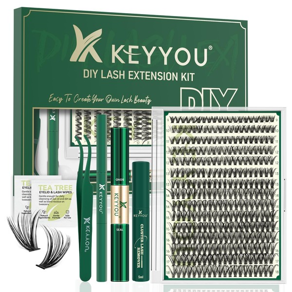 DIY Lash Extension Kit KEYYOU 300Pcs Individual Eyelash Extension Kit
