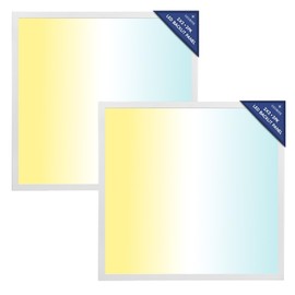 LUXRITE 2x2 FT LED Flat Panel Light, 5CCT Color Selectable 3000K 3500K 4000K 5000K 6500K, Wattage Selectable 20W/30W/40W, 5000 Lumens, LED Drop Ceiling Lights, 0-10V Dimmable, DLC & ETL (2 Pack)