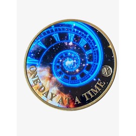 10 Year Time Spiral Universe One Day at A Time Medallion Serenity Prayer Back