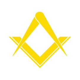 RDW Freemasonry Sticker - Decal - Die Cut - Freemasons Masonic Square and Compass - Yellow Gold 1.50" x 1.35"