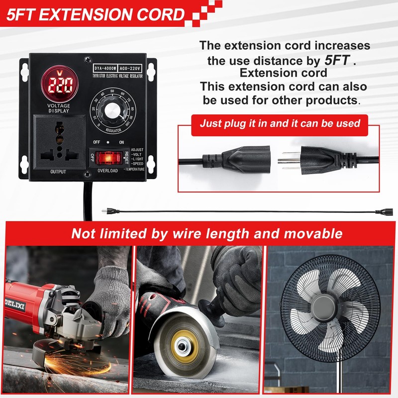 AC Motor Speed Controller Voltage Regulator 100V-110V-120V-220V Rheostat 15A 4000W