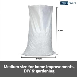 sackmaker Large Woven Rubble Sacks - 50x80cm Garden Waste Bags - Heavy Duty 50kg Industrial Grade Builders Bag C Strong Robust Polypropylene (5 Sacks)