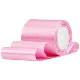 Pink Satin Ribbon, 4 Inches x 25 Yards Solid Fabric Ribbons for Gift Wrapping, Flower Bouquet, Crafts and Wedding Party Decoration