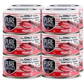 Pure Cravings Minced Tuna and Salmon Wet Canned Cat Food, 100% Mercury-Tested, Moist Can Fish for Cats, Grain-Free, Protein, Non-GMO, 3oz, Pack of 12