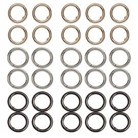 Pack of 30 Round Carabiner Hooks, Carabiner Ring, 20 mm Round Carabiner, Small Carabiner Hooks, for Crafts and Bag Accessories, Key Ring (Gold, Silver, Black)