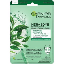 Garnier Skin Active Garnier skin active hidra bomb mascarilla facial en tela hidratante matificante con te verde acido hialuronico de origen natural 1 pieza