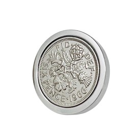 Polierte Sixpence-Anstecknadel/Brosche | 1966 Jubiläumsmünzen zum 58. Geburtstag, Einheitsgröße