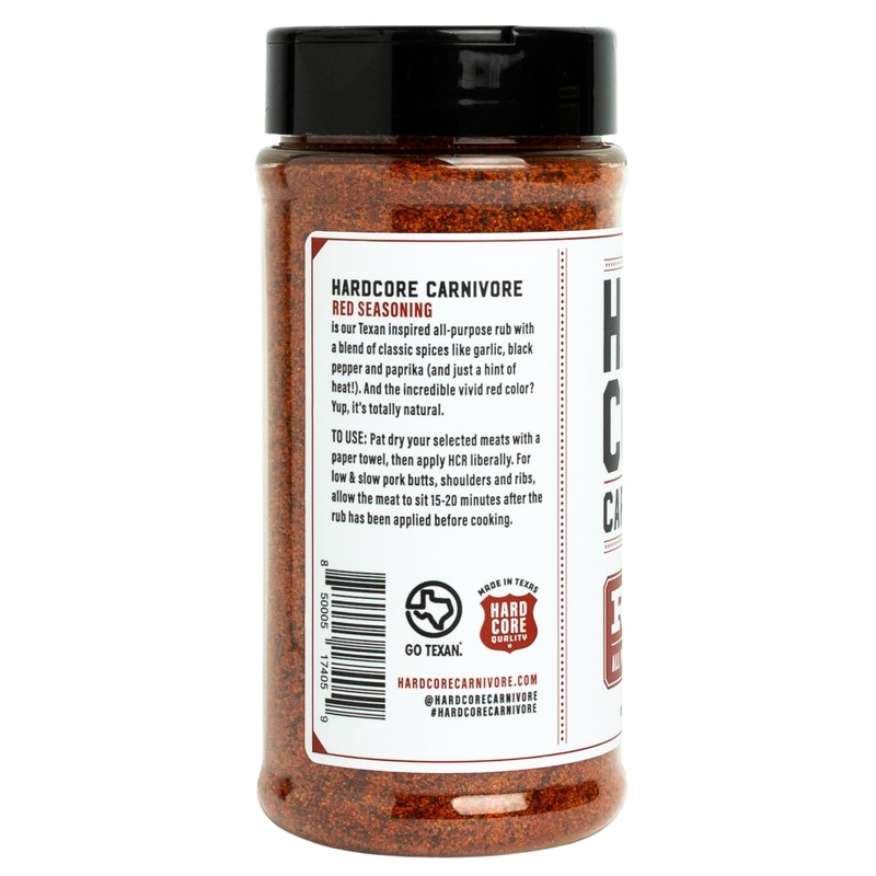Hardcore Carnivore Red: All Purpose Seasoning (11 oz Shaker) Texas-Made,