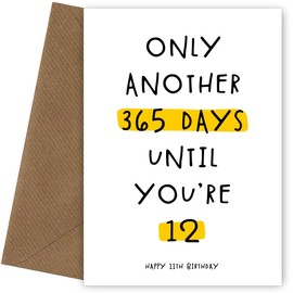 Hey Chimp Happy 11th Birthday Card for Men and Women - Only Another 365 Days Until You're 12" Celebrate Turning 11 Years Old and being Age 11