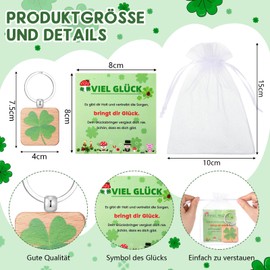 Namalu 36 Good Luck Gift Sets Including 36 Wooden Clover Key Chains 36 Good Luck Cards 36 Organza Bags for Wife Friends Colleague Employees Lucky Charm for Exam Recovery, As shown in the picture