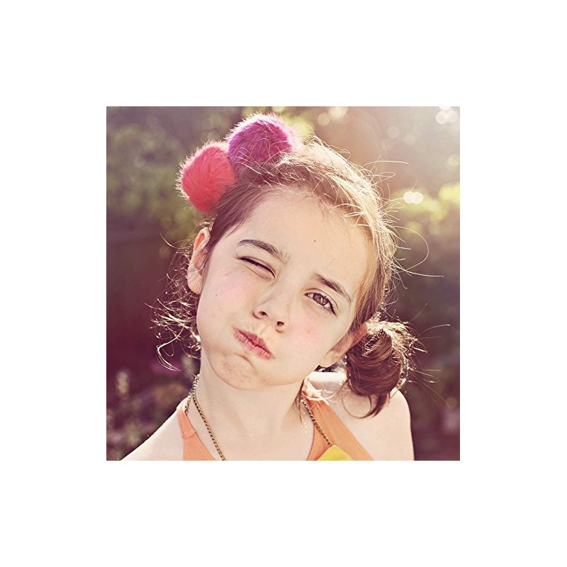 Fur Ball Ponytail Hair Tie Band - Azure Blue