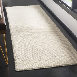 Safavieh Natura Collection NAT620A Handmade Premium Wool Runner, 2' x 10' , Ivory