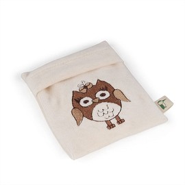 GRÜNSPECHT Owl Baby Warmer Up to 5 Hours of Heat On the Go for Babies Organic 100% Cotton Pillow Cover with 4 Disposable Heat Pads with Compostable Filling (381-V1)