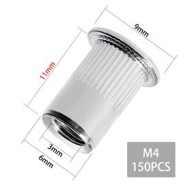 Gueenky Pack of 150 Rivet Nuts M4 Stainless Steel Rivet Nuts M4 Stainless Steel Retractable Nuts Thread Rivets Nutsert Blind Rivet Nuts Rivet Nuts for Metal Plastic