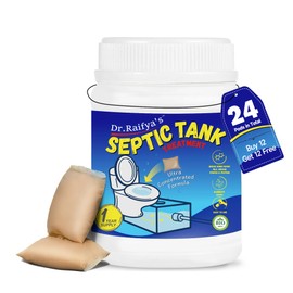 Dr. Raifya's Septic Tank Treatment Pods - 24 Dissolving Pods | Ultra Concentrated Bacterial & Enzyme Formula for Clog Prevention & Odor Elimination | Suitable for All Septic Systems