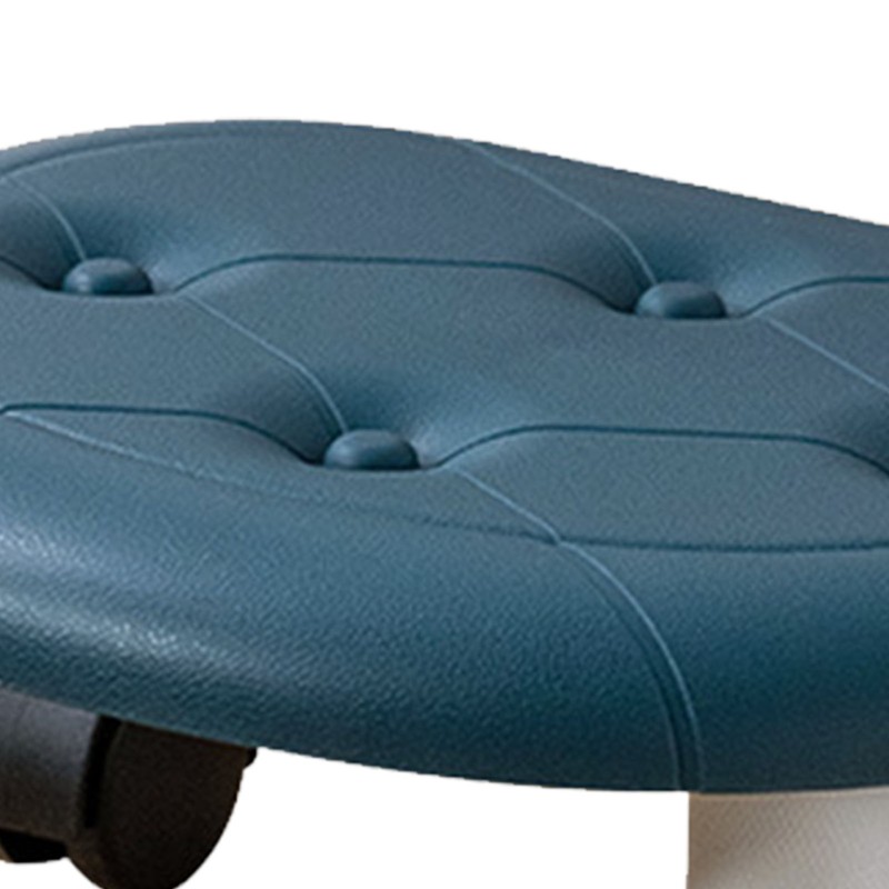 Round Low Rolling Stools Fuax Leather Universal Wheel Small Roller