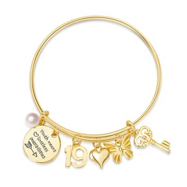 VZCBZC19 Birthday Gifts for Girls Womens Bracelets, Birthday Charm Bracelets 19th Birthday Gifts for Friend, Sister, Teen Girls (19th)
