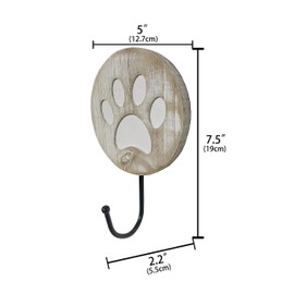 Dwellington Vintage Style Dog Paw Wall Mounted Dog Leash Hooks Rustic Farmhouse Leash Holder Hook for Dog Leash on Wall
