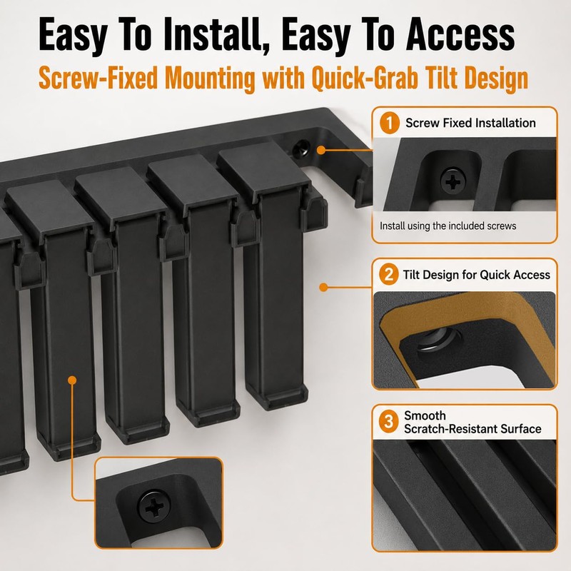 HEKAGURA Durable ABS 6 Standard Rack Wall Mount, Wall Magazine
