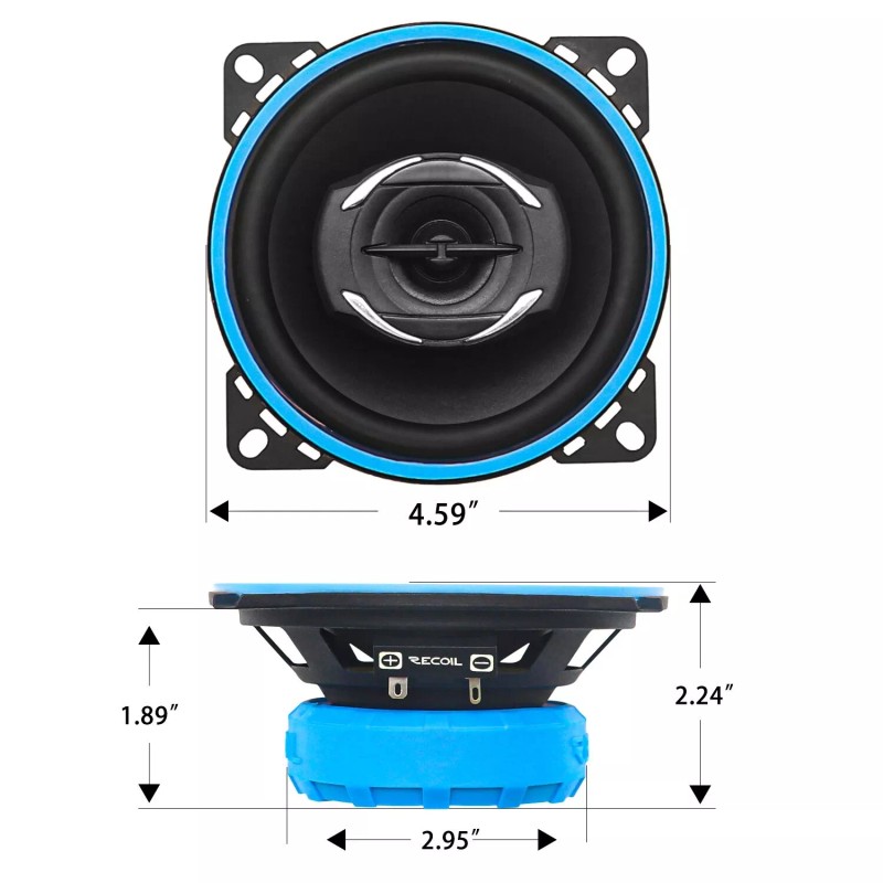 Recoil RCX4 Echo Series 4-Inch Car Audio Coaxial Speaker System,