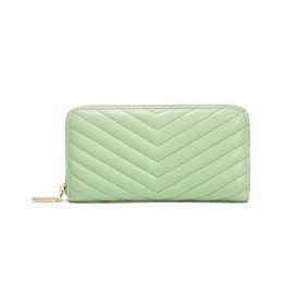 Daisy Rose Women’s Zip-Around Wallet & Phone Clutch with RFID Blocking, PU Vegan Leather, Pistachio, One_Size