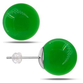 VDKIDKT Natural Green Agate Earrings for Women, Gemstone Post Stud Earrings, 8mm Handmade Natural Stone Earrings Studs for Girls (Green Agate)