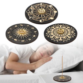 Incense Stick Holder 3 Pieces 9 Hole Incense Holder Incense Holder Wood for Home Decoration Meditation (Black)