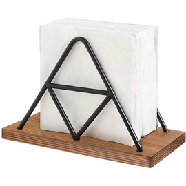 Napkin Holder, 1 Piece, Metal Napkin Holder, Wooden Napkin Holder, Rustproof Napkin Holder, Triangular Napkin Holder, Kitchen, Dining Table