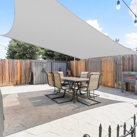 E&K Sunrise 12' x 12' Waterproof Sun Shade Sail Outdoor Rectangle Canopy Shade Cover UV Block for Pergola Patio Backyard Garden Deck (Light Gray)