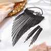 Flyonce Sparkly Rhinestone Costume Jewelry Set, Tassel Chunky Fringe Bib