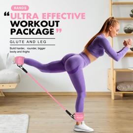 Bandas de resistencia al tobillo, bandas de tobillo para entrenamiento, equipo de entrenamiento de glúteos para mujeres, bandas de ejercicio con puños, juego de correa de tobillo para gimnasio en casa