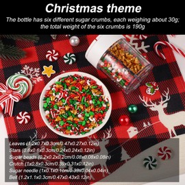 Christmas Sprinkle Mix, 6 Cell Assorted Festive Sprinkles Edible Colorful Variety Candy Sugar Sweets Icing Decorations for Christmas Cookies Cakes Cupcakes Brownies and Desserts