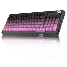 Black-Pink Gradient Side-Engraved keycap Set with Two-Color Injection-Molded PBT Translucent keycaps, Custom 135-key OEM Profile for Mechanical Keyboards.