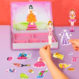 Daniel Axel Magnetic Dress Up Paper Doll Pretend Play,Dollhouse Magnet Travel Toys Car Activities Road Trip,Clothes Puzzles Game,3+yr Girls Toddler Preschool Learning Created Imagine Birthday Gift