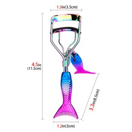 Biiange Mermaid Fishtail Titanium Colorful Fish, Eyelash Curler, Scale Non-Slip Handle Eyelash Curler for Quickly Creating Beautifully Curled, Upswept Lashes (Blue Purple Gradient)