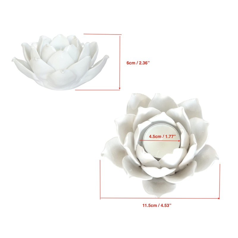 Ceramic Lotus Petals Style Flower Candle Holder Tea Lights Holder